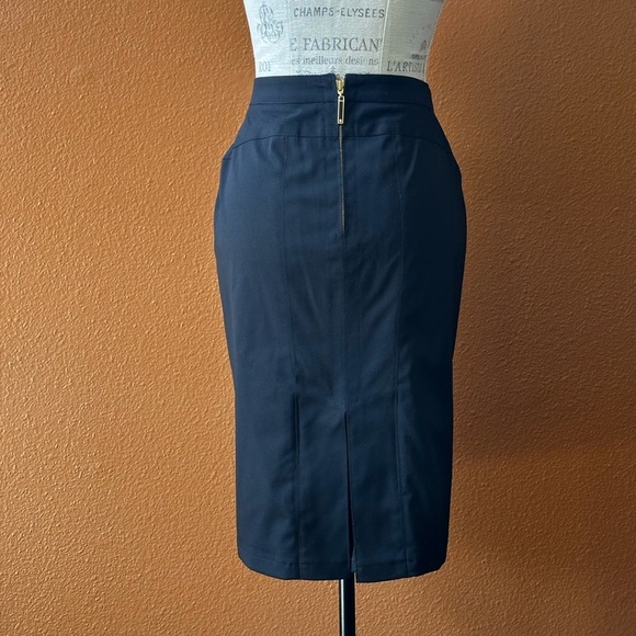 Roberto Cavalli Black Wool Straight Skirt With Gold Tone Zippers Size 46 - Picture 3 of 10